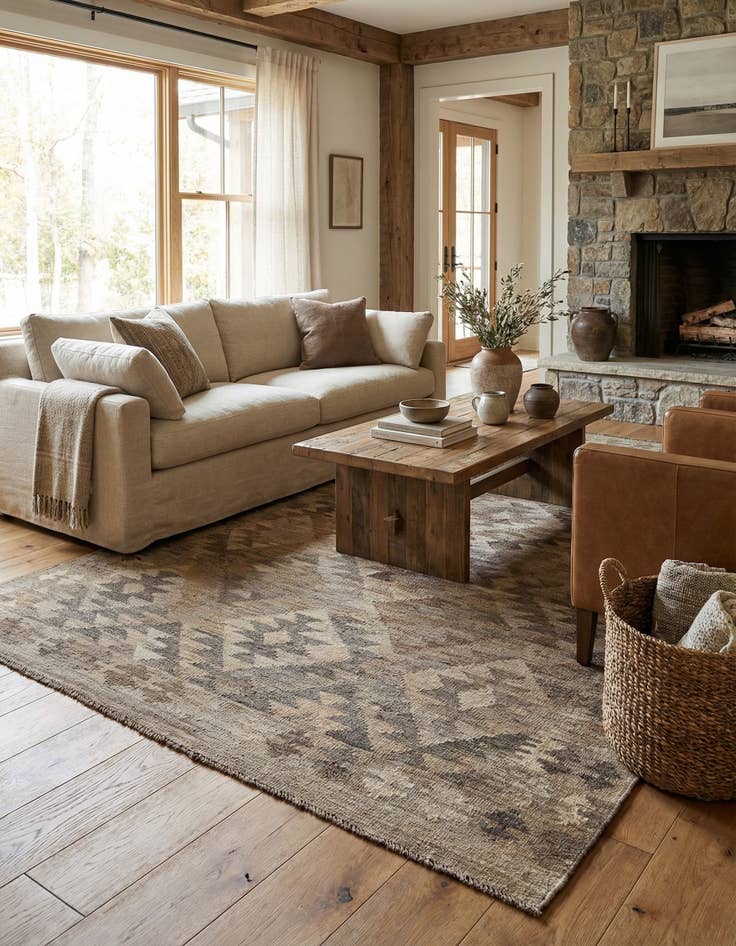 Detail image of 3' 10 x 6' 5  Hand Woven Kilim Maymana Wool Rug