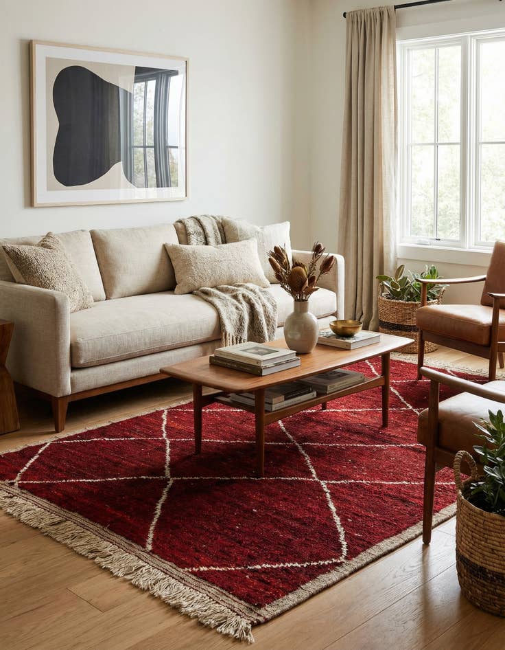 Detail image of 5' 2 x 8' 8  Hand Knotted Moroccan Wool Rug