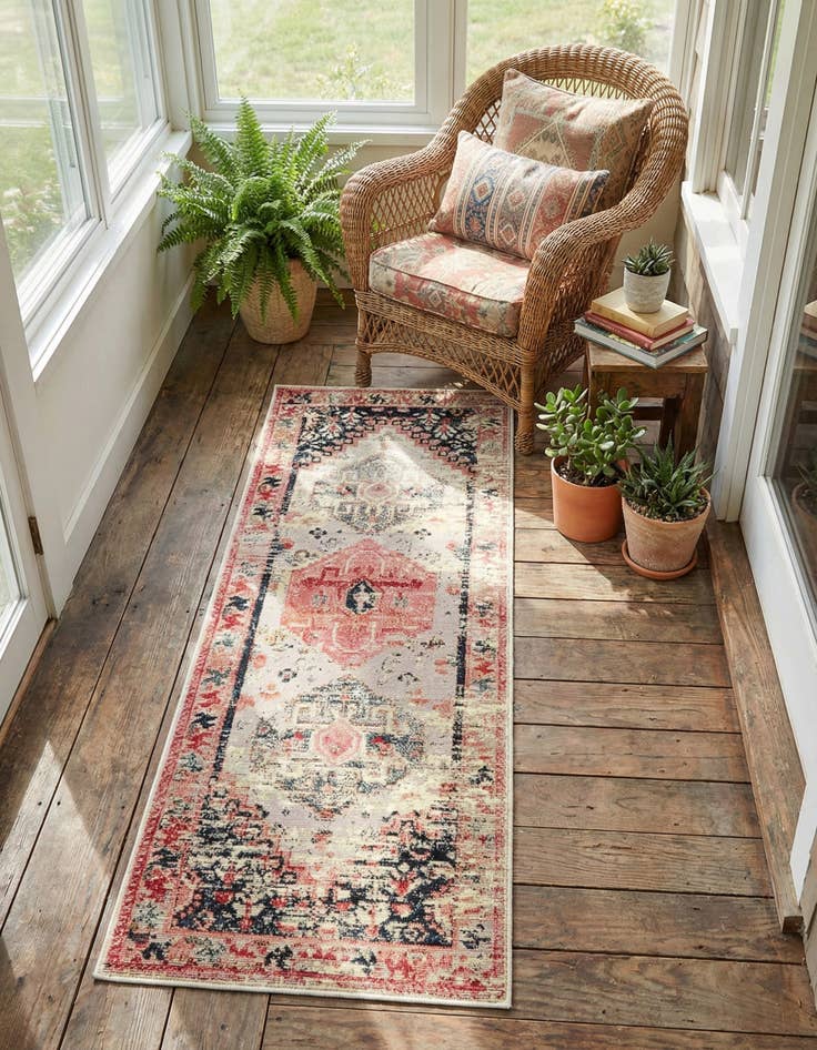 Detail image of 2' x 5'  Washable Traditional Indoor / Outdoor Runner Rug