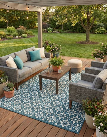 7' 10 x 10' Easy-Clean Trellis Indoor / Outdoor Rug