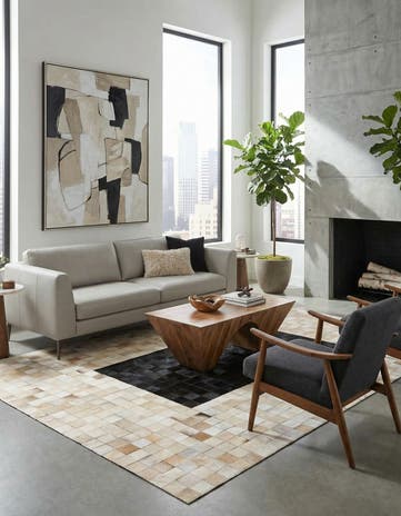5' x 8' Cowhide Leather Rug