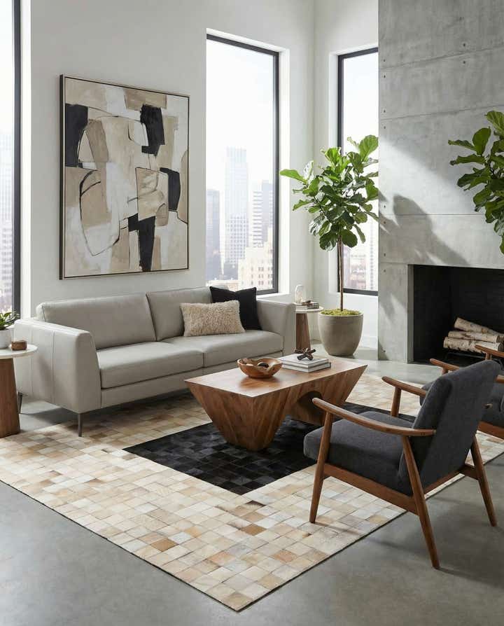 5' x 8' Cowhide Leather Rug