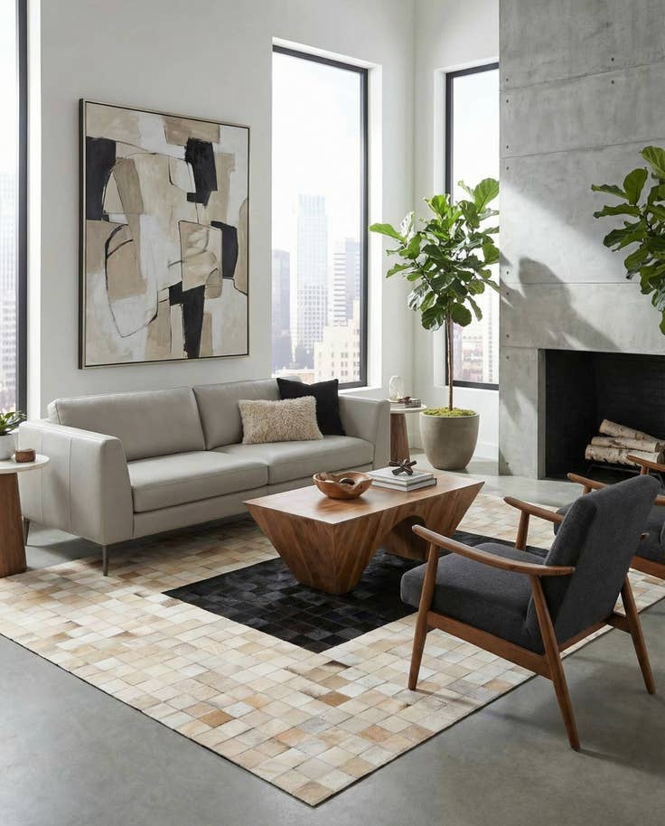 Detail image of 5' x 8' Cowhide Leather Rug