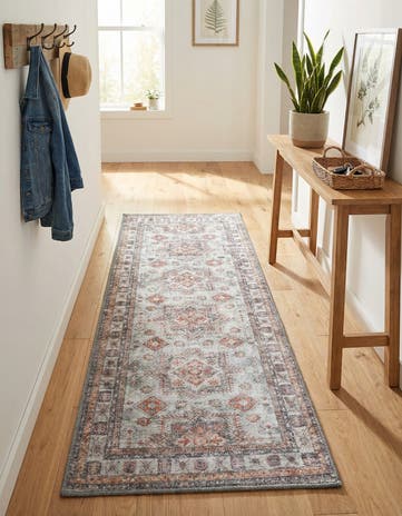 Ivory Washable Timeless Runner Rug