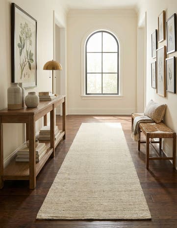 Vanilla Bean Hand Woven Jill Zarin English Manor Farmhouse Wool Runner Rug