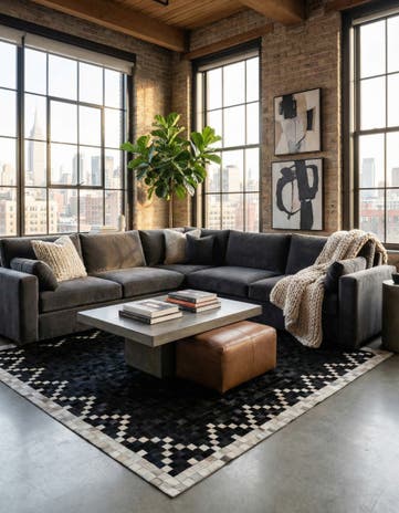 5' 2 x 8' 1 Cowhide - Patchwork Rug