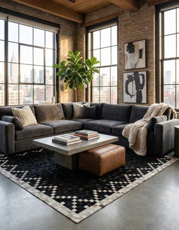 5' 2 x 8' 1 Cowhide - Patchwork Rug
