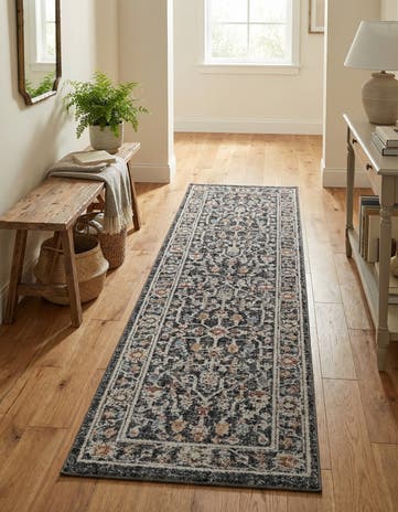 Charcoal Gray Eco Traditional Runner Rug