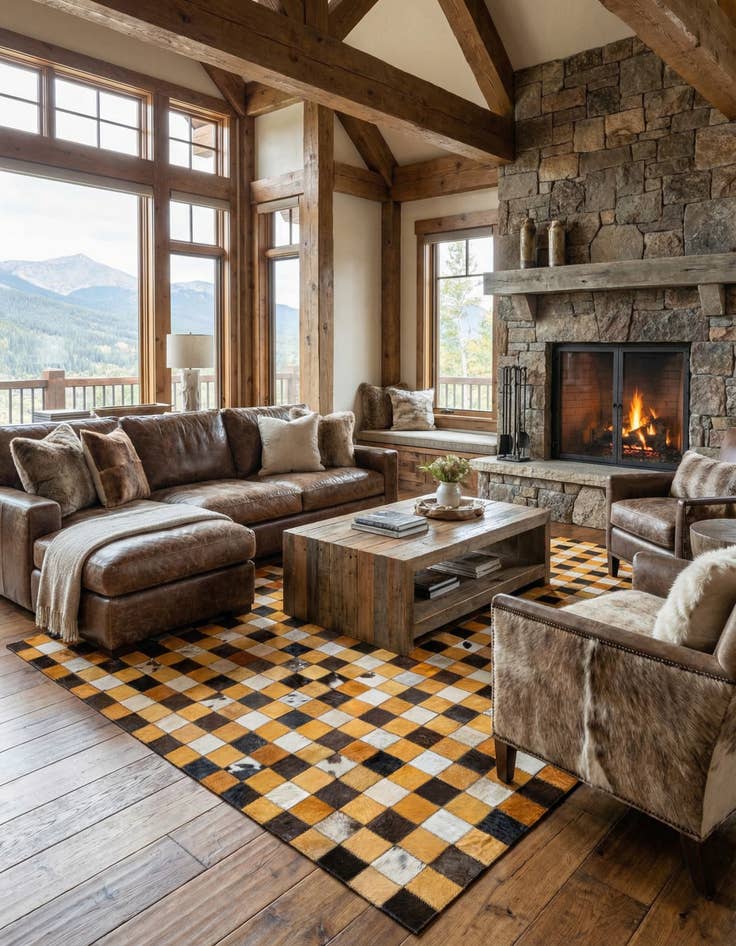 Detail image of 5' 2 x 8' 2 Cowhide Stocks Rug