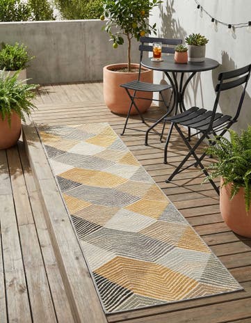 Gray Easy-Clean Modern Indoor / Outdoor Runner Rug