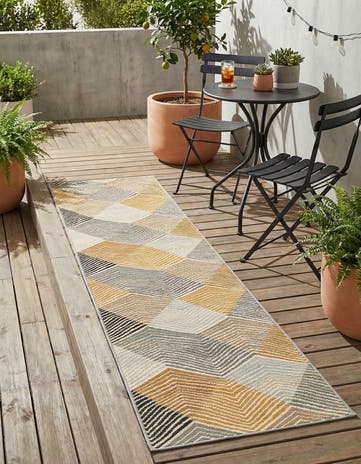 Gray Easy-Clean Modern Indoor / Outdoor Runner Rug