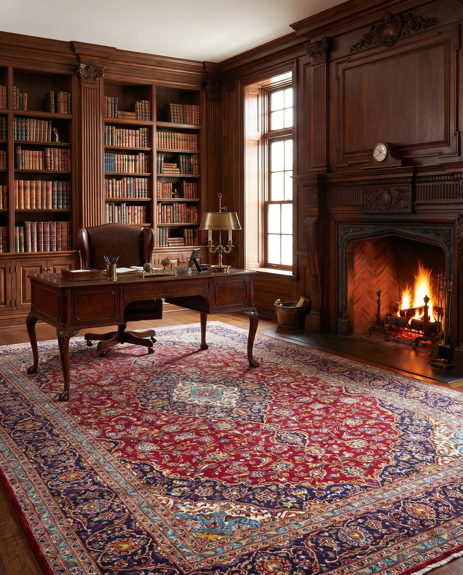 9' 7 x 12' 10 Hand Knotted Kashan Persian Wool Rug