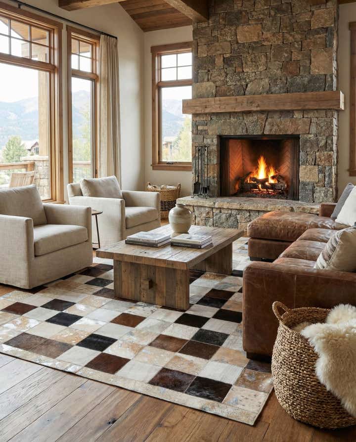 5' 2 x 8' Cowhide Leather Rug