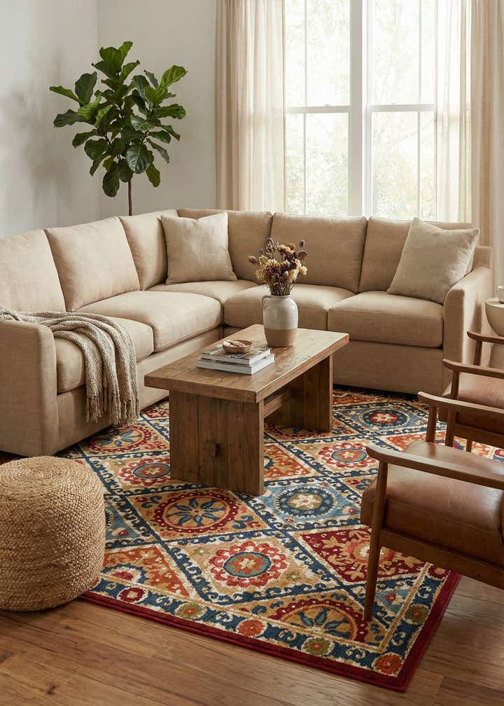 7' 10 x 7' 10 Easy-Clean Modern Indoor / Outdoor Square Rug