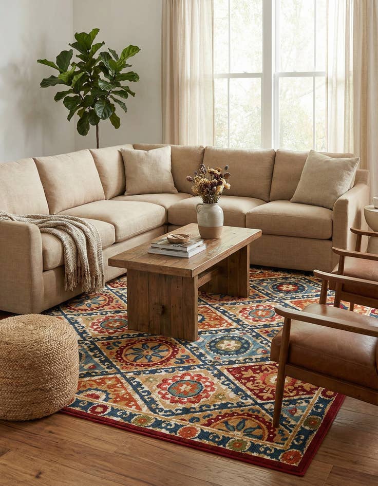 Detail image of  7' 10 x 7' 10  Washable Modern Indoor / Outdoor Square Rug