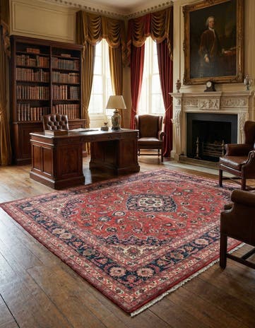 9' 9 x 12' 10 Hand Knotted Mashad Persian Wool Rug