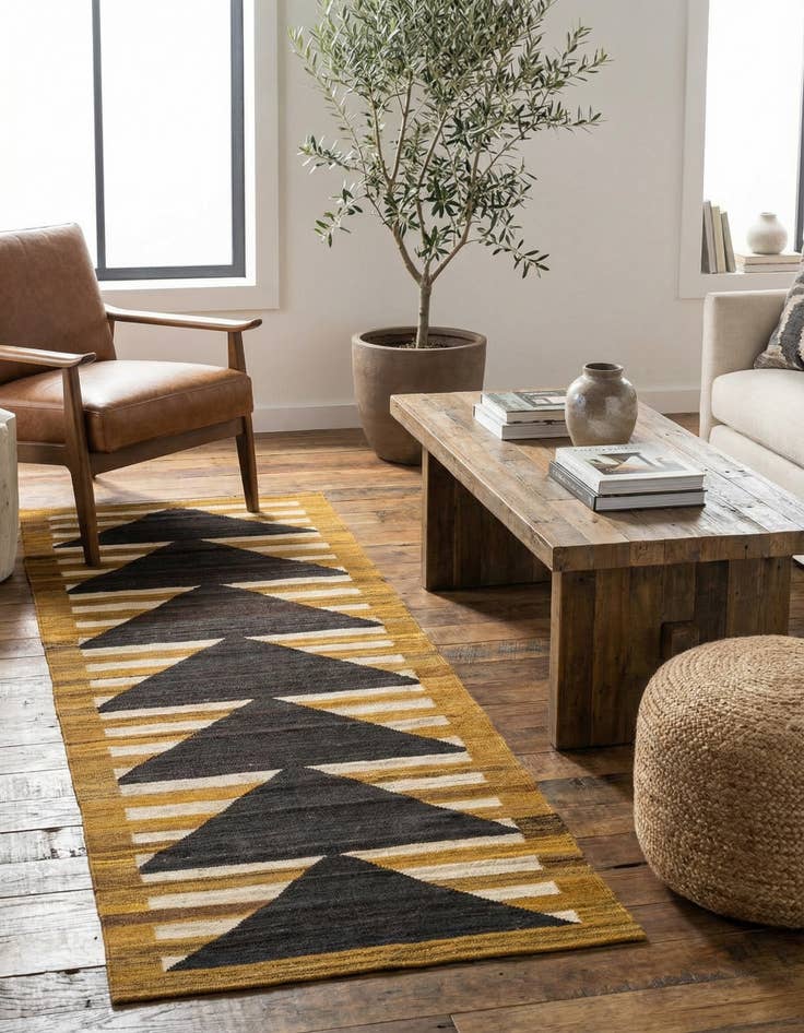 Detail image of 2' 10 x 10'  Hand Woven Kilim Modern Wool Runner Rug