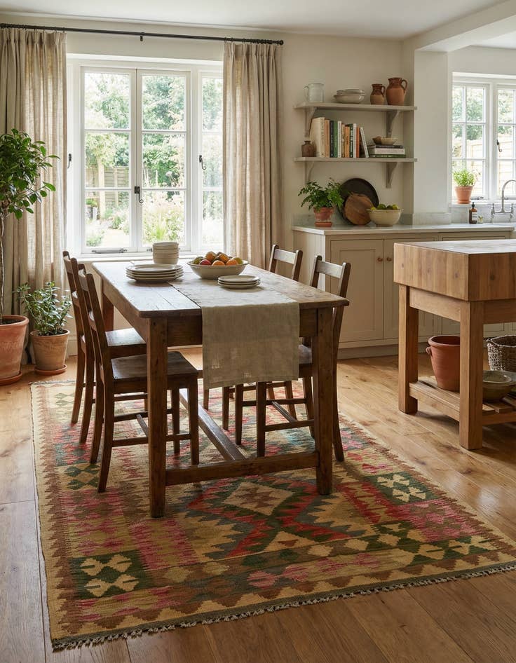 Detail image of 3' 3 x 6' 4  Hand Woven Kilim Maymana Wool Rug