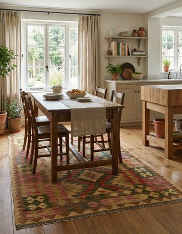 3' 3 x 6' 4 Hand Woven Kilim Maymana Wool Rug