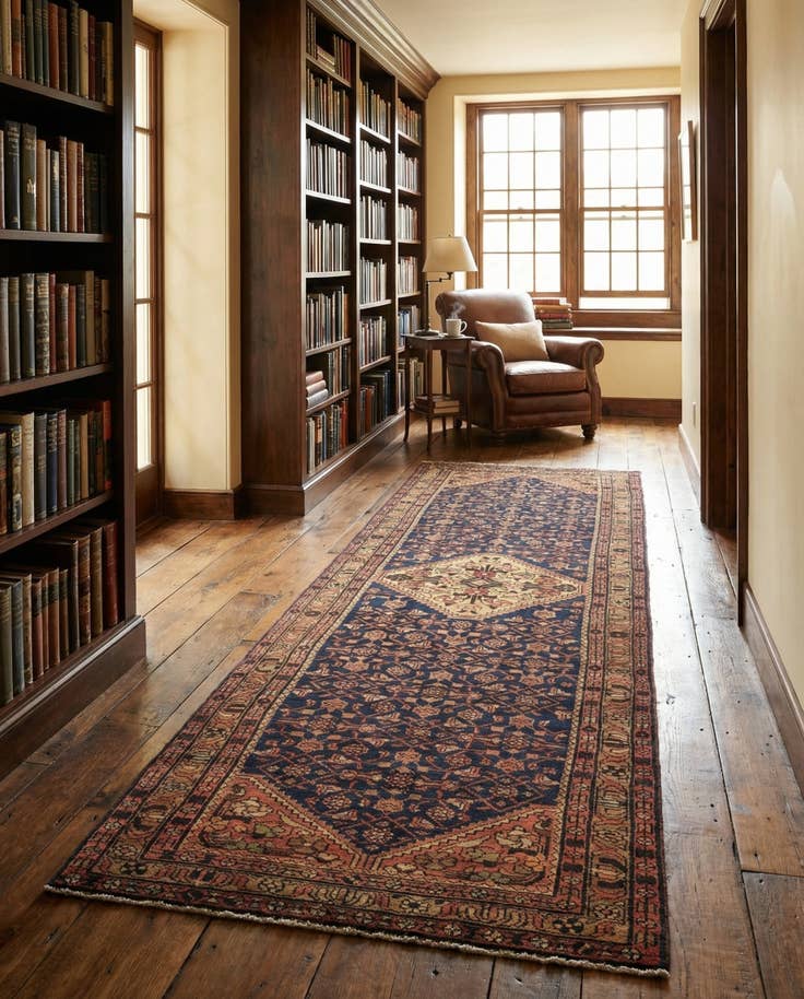 Detail image of 3' 7 x 10' 3 Hand Knotted Hossainabad Persian Wool Runner Rug