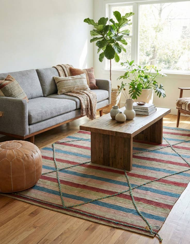 Detail image of  5' 7 x 7' 6  Hand Knotted Moroccan Wool Rug