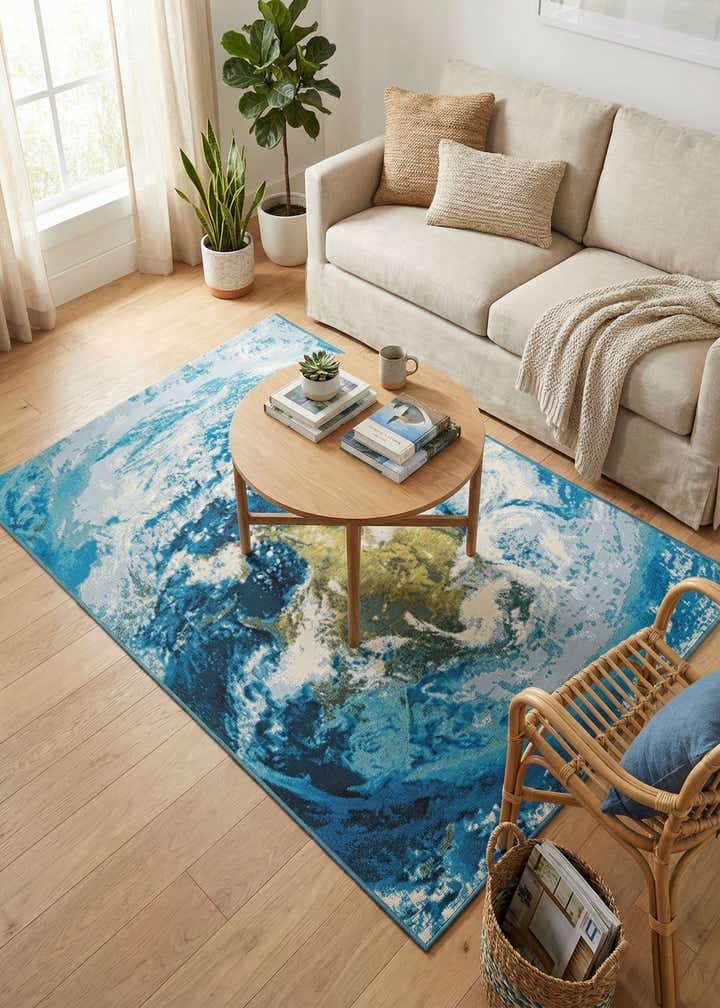 4' 1 x 6' 1 Easy-Clean Modern Indoor / Outdoor Rug
