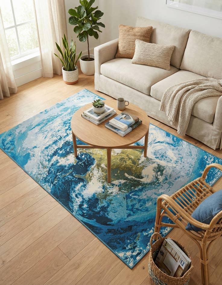 Detail image of 4' 1 x 6' 1  Washable Modern Indoor / Outdoor Rug