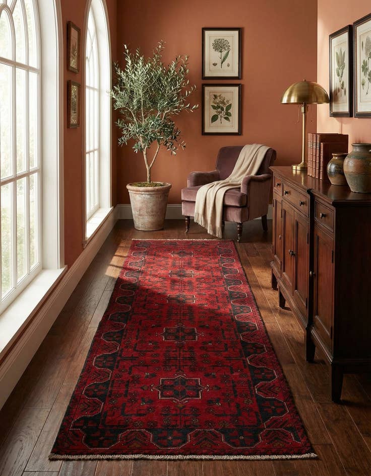 Detail image of  2' 6 x 9' 7  Hand Knotted Khal Mohammadi Wool Runner Rug