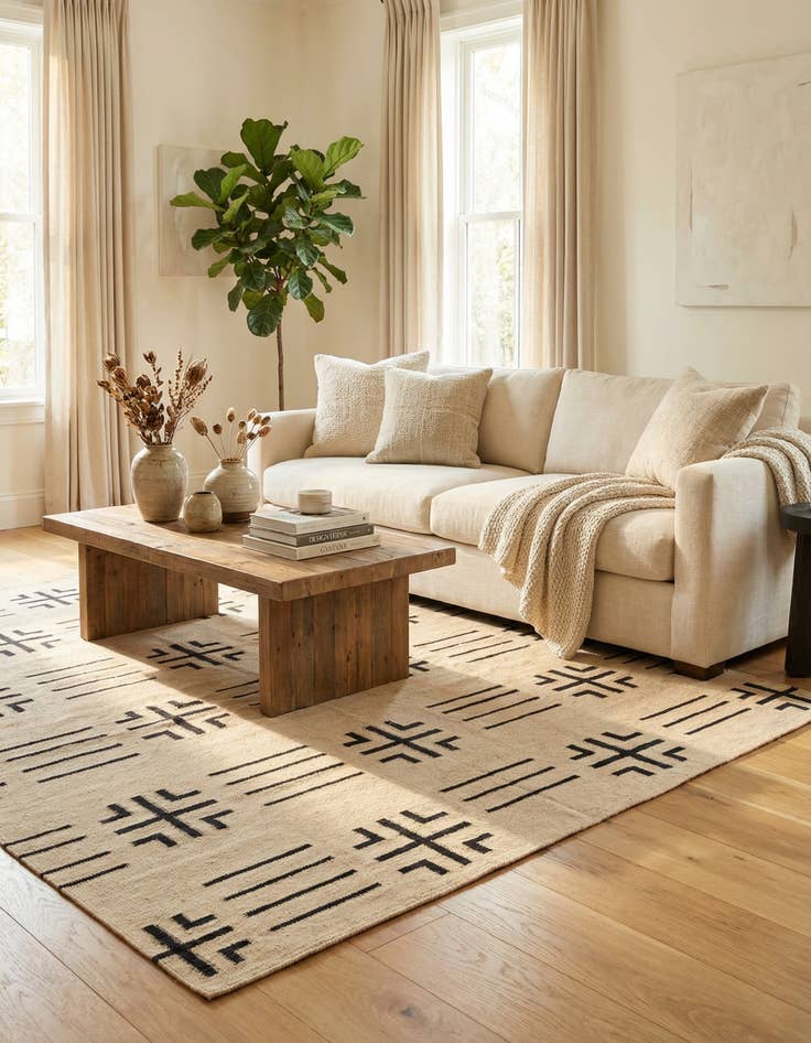 Detail image of 5' 4 x 6' 7  Hand Woven Kilim Modern Wool Rug