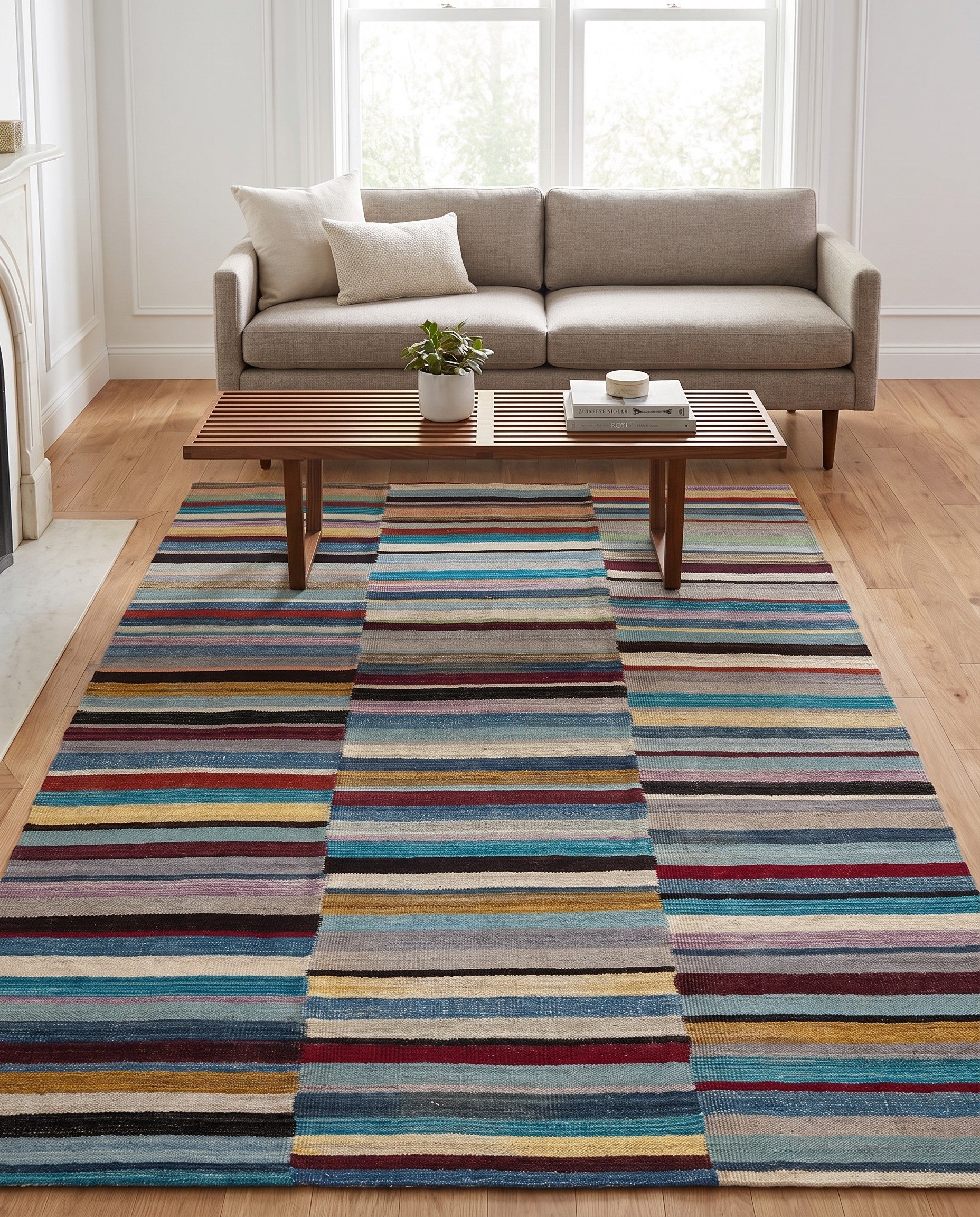 4' 9 x 6' 4 Hand Woven Kilim Modern Wool Rug