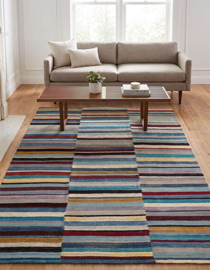 4' 9 x 6' 4 Hand Woven Kilim Modern Wool Rug