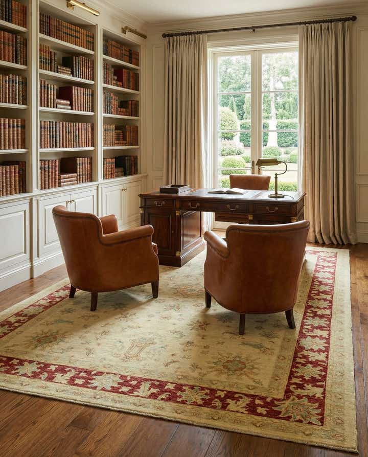 7' x 9' 5 Hand Knotted Peshawar Ziegler Rug