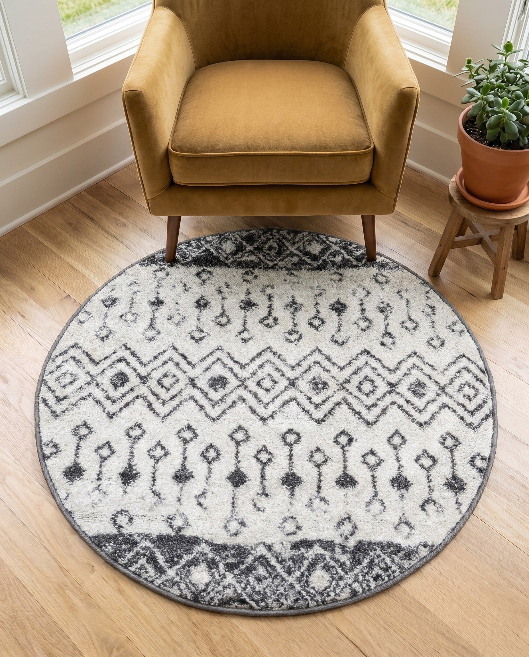 3' x 3' Moroccan Trellis Round Rug