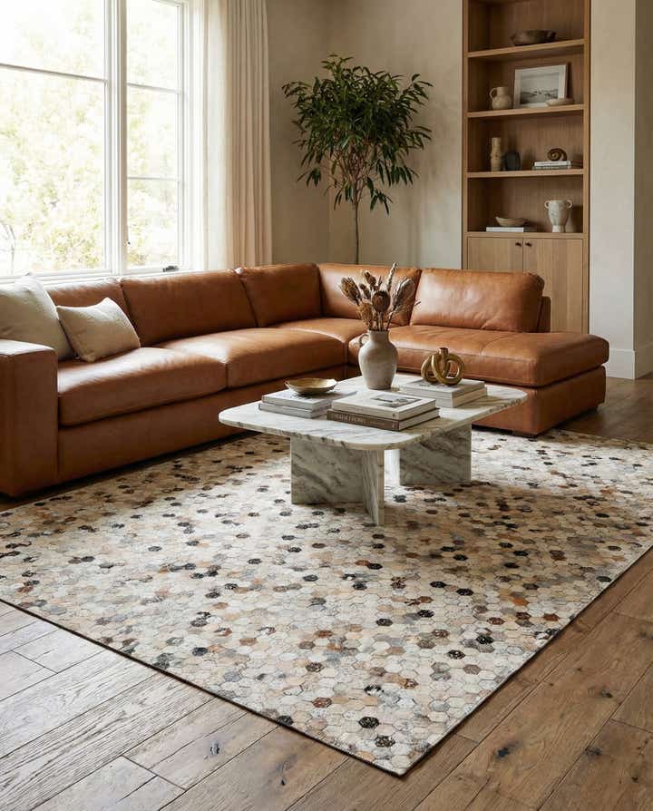 5' 3 x 7' 8 Cowhide Stocks Rug