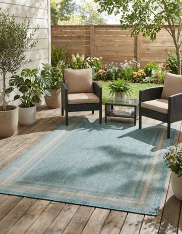 6' x 9' Easy-Clean Border Indoor / Outdoor Rug