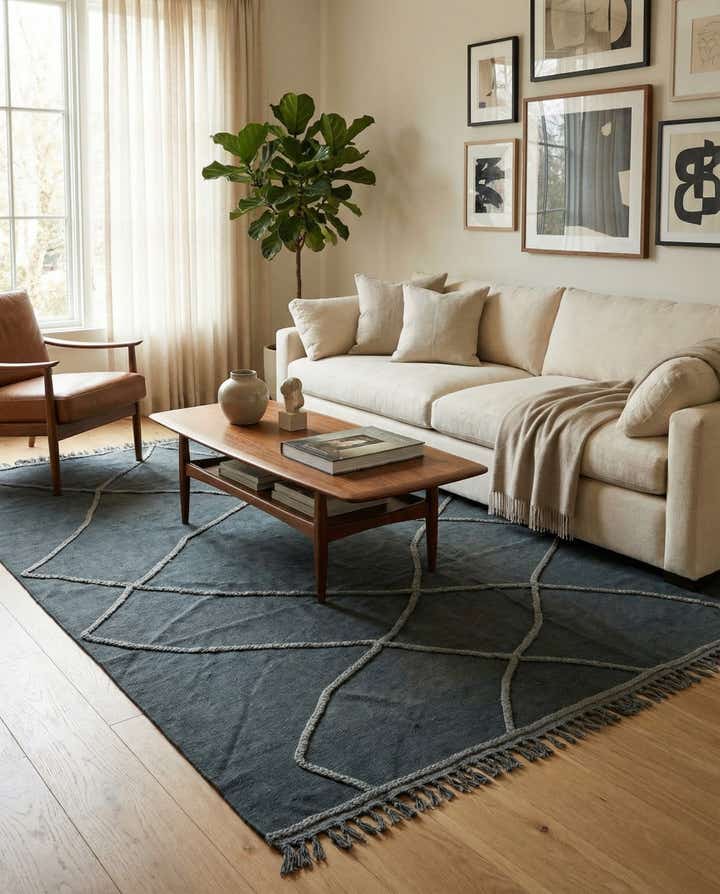 5' 5 x 8' 2 Hand Woven Kilim Modern Wool Rug