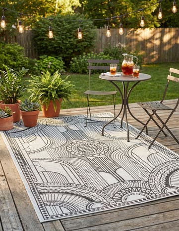 4' x 6' Easy-Clean Traditional Indoor / Outdoor Rug