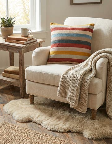 3' 2 x 3' 3 Hand Woven Pillow Wool Square Rug