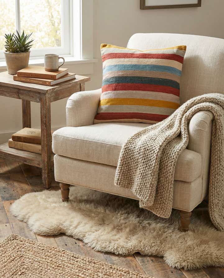 3' 2 x 3' 3 Hand Woven Pillow Wool Square Rug