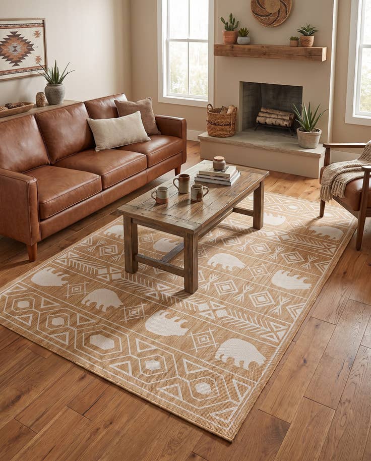 Detail image of 5' 3 x 7' Easy-Clean Southwestern Indoor / Outdoor Rug