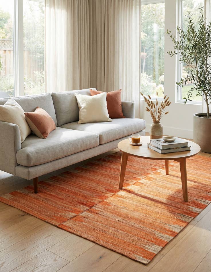 Detail image of 4' 3 x 5' 9  Hand Woven Kilim Modern Wool Rug