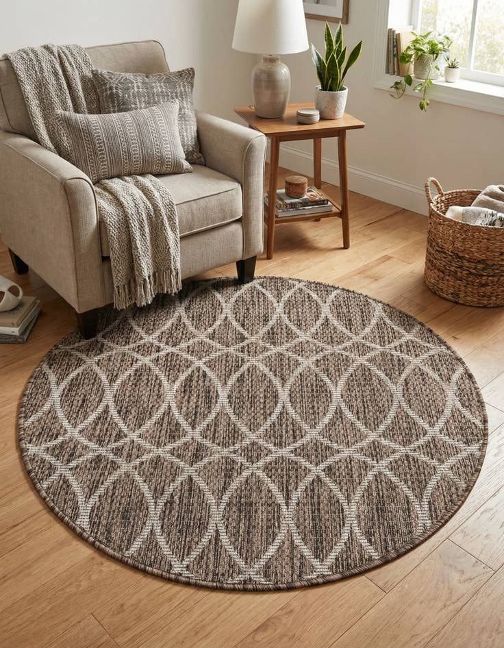 Detail image of 3' x 3'  Washable Trellis Indoor / Outdoor Round Rug