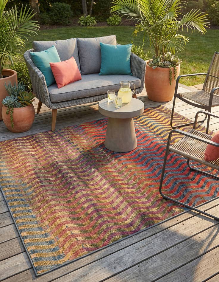 Detail image of 4' x 6'  Washable Modern Indoor / Outdoor Rug