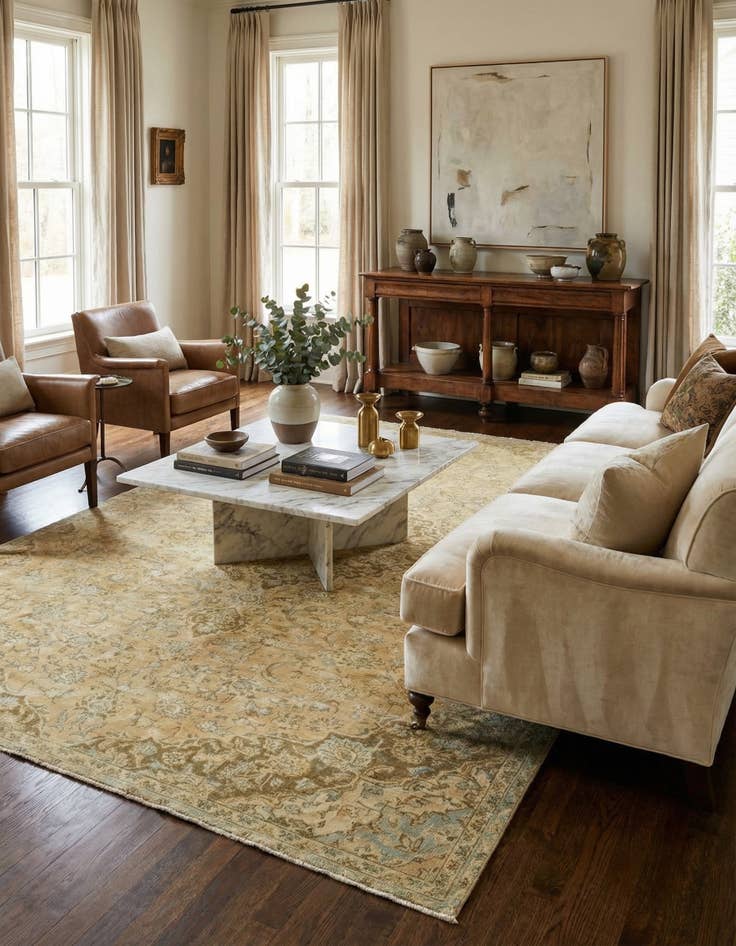 Detail image of 6' 8 x 11' 4  Hand Knotted Ultra Vintage Persian Wool Rug