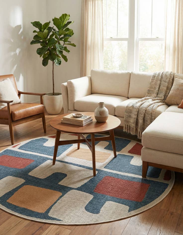 Detail image of 6' 1 x 6' 1 Easy-Clean Baja Indoor / Outdoor Round Rug