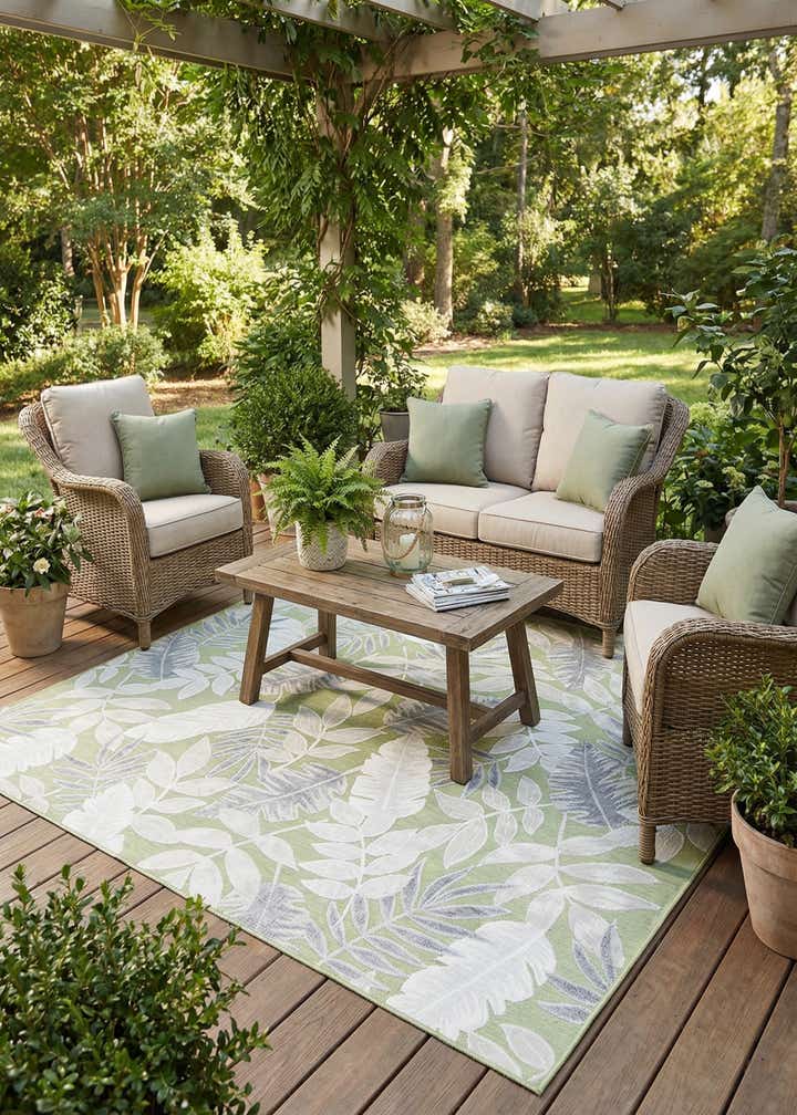 8' 2 x 8' 2 Easy-Clean Botanical Indoor / Outdoor Square Rug