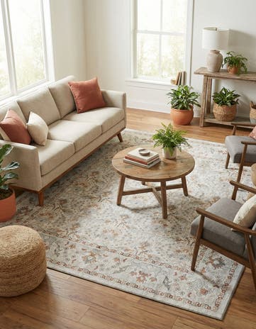 Ivory Washable Timeless Square Rug