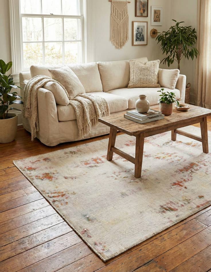 Detail image of 3' 5 x 5' 5  Hand Knotted Ultra Vintage Persian Wool Rug