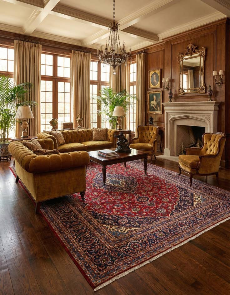 Detail image of  9' 9 x 14' Kashan Wool Rug