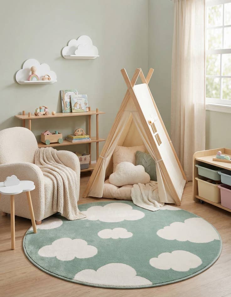 Detail image of 3' x 3' Whimsy Kids Round Rug
